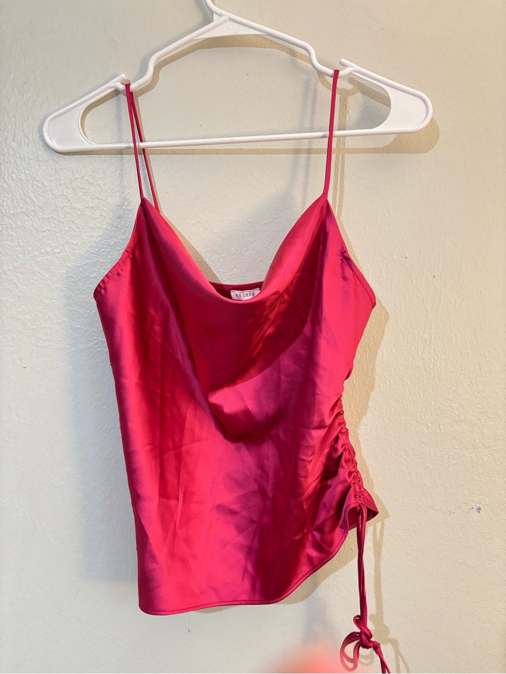 Stylish Pink Satin Ruched Crop Top by UO